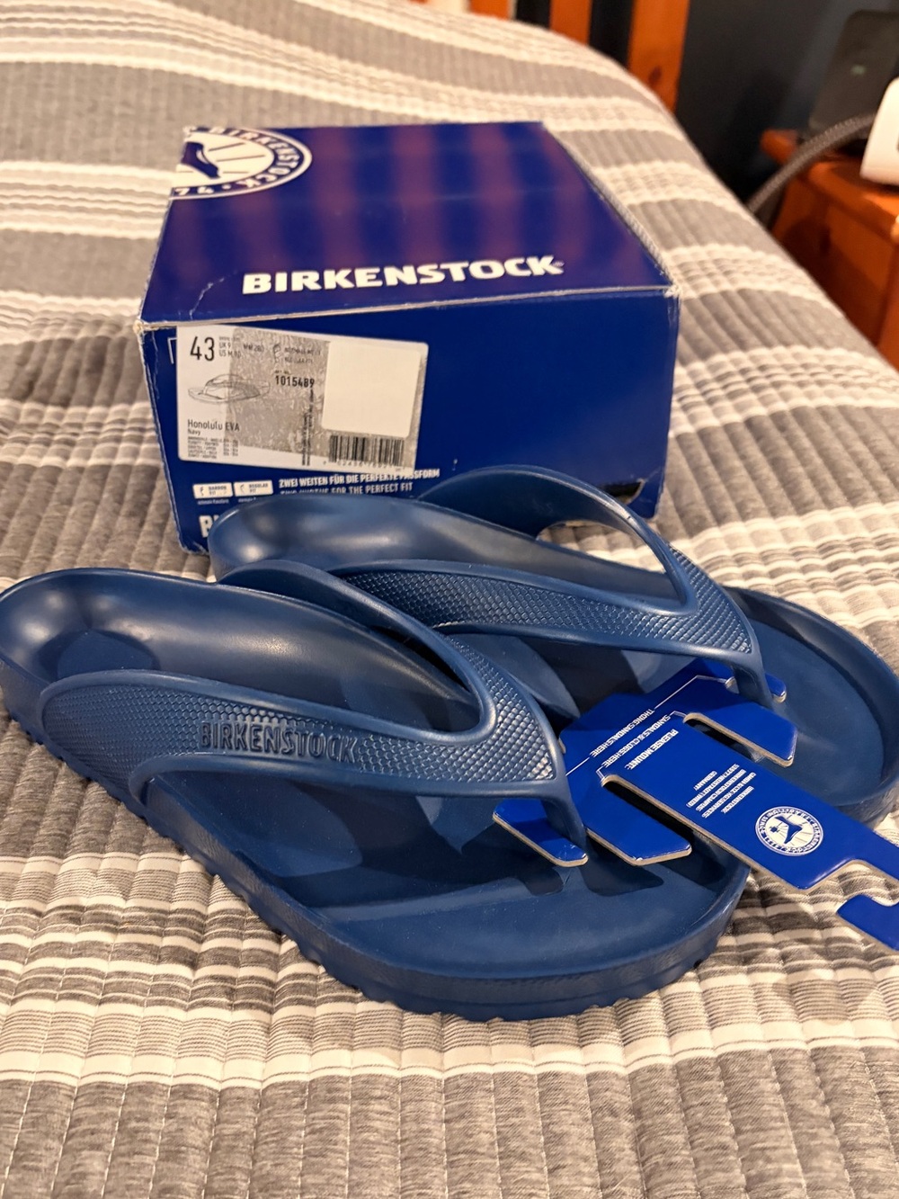 Brand New Birkenstock Men’s Size 10/women’s 11.5 Honolulu Navy Blue EVA Sandals